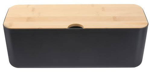 TOPBATHY Boîte De Gestion des Câbles avec Couvercle en Bois Organisateur De Rangement Noir 29.5X11X11.4 Cm pour Bureau Maison Cache Câble Et Multiprises