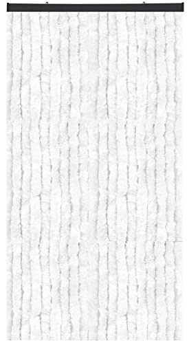Arsvita Rideau en molleton 160 x 220 cm Blanc Motif bandes insectes, protection contre les insectes et les regards indiscrets pour votre porte de balcon et de terrasse, plusieurs couleurs