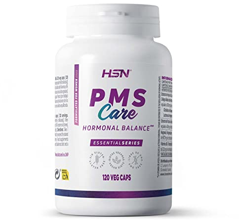 HSN PMS Care | 120 Cápsulas Vegetales | Fórmula Especial Mujeres para el Equilibrio Hormonal* | Ginkgo Biloba + Vitex Agnus-Castus + Azafrán (affron®) + Magnesio + B6 | No-GMO, Vegano, Sin Glutenn