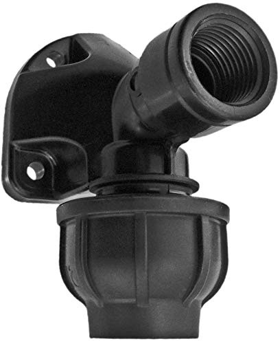 MegaHaustechnik Wandwinkel 25 x 3/4“IG PP-Fitting Klemmverbinder für PE-Rohr-Außendurchmesser 25mm, mit 3/4 Zoll Innengewinde, Trinkwasser geeignet, Druck 16 Bar, Deckenwinkel schwarz