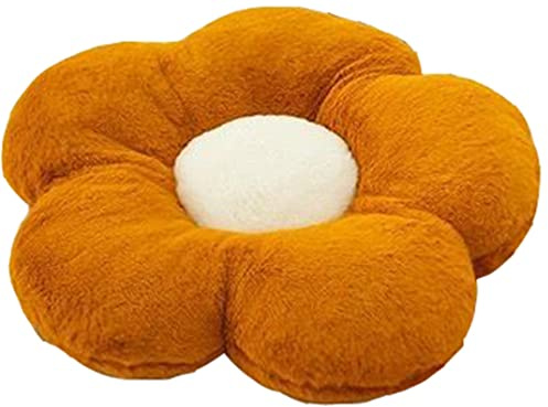 YILANLAN Cute Flower Cushion Plush Floor Pillow Casual Comfortable Pillow Office Living Room Bed Decoration Cushion Simple Room Decoration (50cm, Brown)