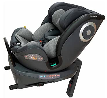 Casualplay Silla de coche bebé Revol I size giratoria con isofix y pata de apoyo, grupo 0 1 2 3 de 0 a 12 años o de 40 a 150 cm altura y dispositivo de protección lateral ASP, grey