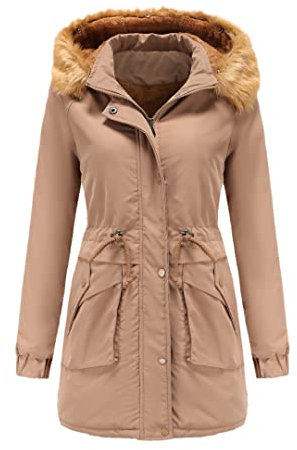 GN Schwarz mit Fellmütze, dicke und warme Damen-Winter-Bomberjacke, gepolstert, Übergröße, Jacke, 69805 3, 48