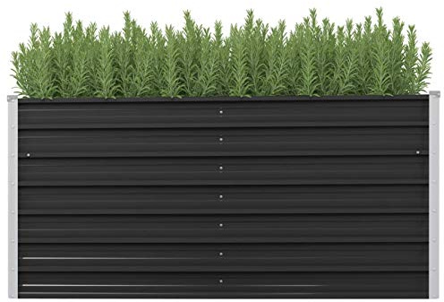 ZEYUAN Garten-Hochbeet, Pflanzkübel, Kräuterbeet, Hochbeete-kit, Schneckenzaun, Pflanztrog, Pflanzgefäße, Pflanzfolie Für Hochbeet,Teichbecken, Anthrazit 160 x 40 x 77 cm Verzinkter Stahl