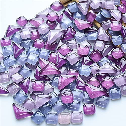 Unregelmäßige Glasmosaikfliesen zum Basteln, winzige zufällige Farbe, DIY, kreative Heimdekoration, Vasen, Tassen, Bilderrahmen, Blumentöpfe, Violett-Serie, 500 g