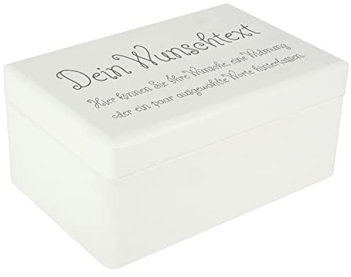 Creative Deco Weiß Personalisierte Geschenke Wunschtext Holzkiste Dein Text | Eigener Beliebig Individuelle Geschenk JGA | Geschenkkiste Geschenkbox | Für Frauen, Männer und Paar | 30 x 20 x 14 cm