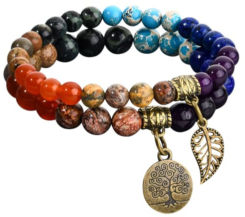 Sternstunde Chakra Armbander Fur Frauen, Heilsteine Armband, Chakra Armband Echte Steine, Baum Des Lebens Yoga Heilstein ArmbäNder