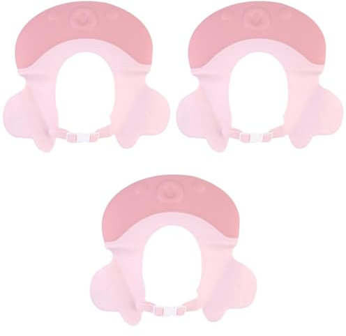 Beaupretty 3stücke Babyschutz Shampoo-kappe Für Junge Mädchen Verstellbar Schützt Die Augen Vor Wasser Und Shampoo Für Badewanne Und Haarschnitte Cartoon-design Hellrosa