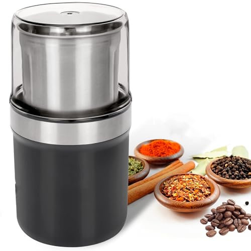 Moulin à grains électrique, moulin à épices avec lames en acier inoxydable, grande capacité 220 W/120 g, grain de café amovible, moulin à épices, grains, noix