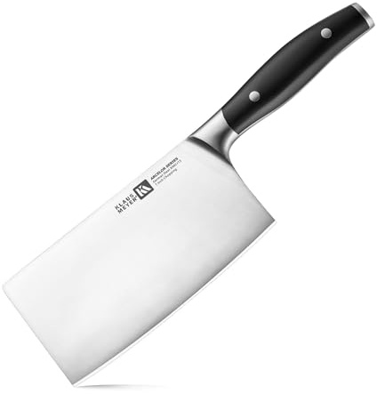 Klaus Meyer Arcelor Cleaver Knife 7 Inch Meat Cleaver Knife- German Steel Butcher Knife with ABS Ergonomic Handle, Ultra Sharp and 3.7mm Thick Blade, for Home/Restaurant