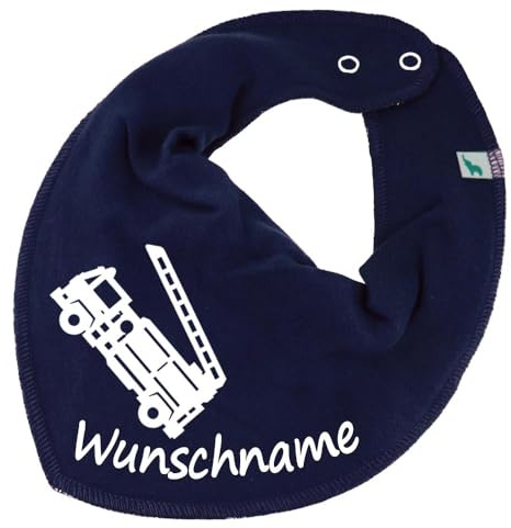 HALSTUCH mit Namen oder Text personalisiert für Baby oder Kind aus Baumwolle in Einheitsgröße Feuerwehr