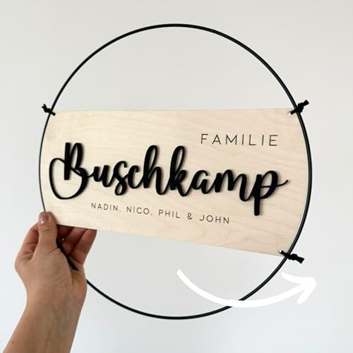 Willkommensschild Türschild Familie Monogram personalisert Eingangstür Dekoration Hochzeit (30cm)