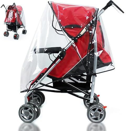 1 Pcs Universal Rain Cover for Pushchair, Stroller Rain Cover, Weather Shield for Wind, Snow, Dust, Ventilation Clear
