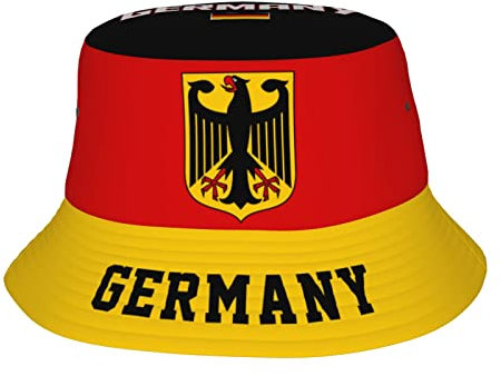 Fishermütze Deutschland Flagge Cool Deutsch Fischerhüte Atmungsaktive Fan-Hut Doppelseitig Bucket Hut Für Angeln, Damen, Herren