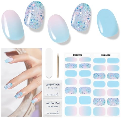 Nagelfolie UV Härtend - 28 Stück Nagelsticker UV Gel Nagelfolien Selbstklebend Nail Sticker Nagellackstreifen Gel-Nagelaufkleber Art Stickers DIY für Damen Mädchen Dekoration Nageldesign