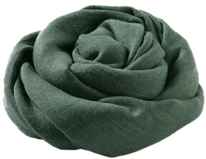 Anevous Damen Weicher Einfarbig Schals, Baumwolle Leichte Damenschal, Elegante Große Schals Tücher, Plain Tücher Schal Stola für Lange Halstuch Damen Geschenk,Grün