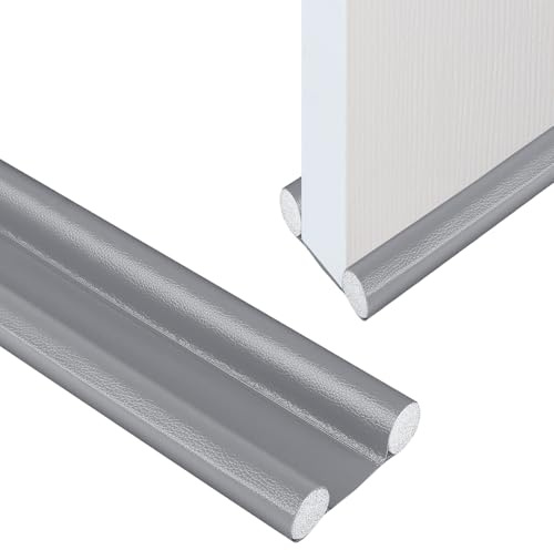 CENCERY Burlete Doble para Debajo de la Puerta de 37 pulgadas/96 cm, burlete para Puertas Laterales, burlete para Puertas, burlete insonorizado Ajustable (Gris)