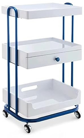 Beauty Rollwagen für Friseure, Spa und Salon, Mehrzweck-Rollen, Blau, D 50 x 38 x 85 cm