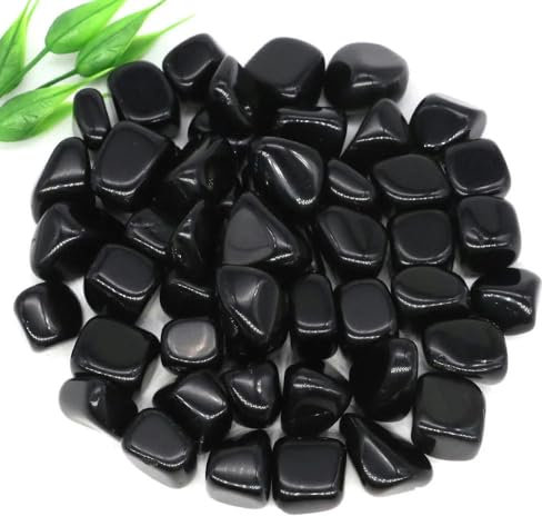 Pierres naturelles polies en vrac, minerai, gravier, spécimen, cristaux de guérison, quartz, minéraux énergétiques, aquarium, décoration de maison, gemme décorative - Obsidienne noire - 50 g