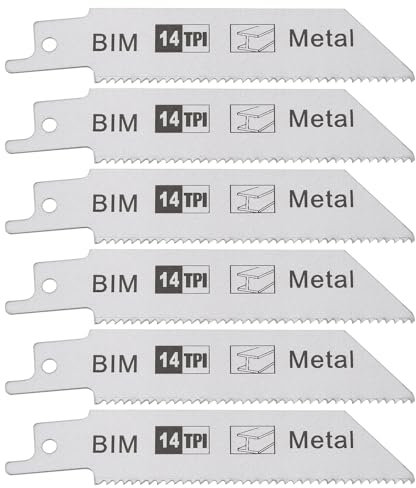 LT Easiyl 6 Pezzi Lame Per Sega Alternativa 100 Mm 14 TPI Lama Per Sega Alternativa Bimetallica Gambo Da 1/5 Di Pollice Lame Per Taglio Metalli Compatibile Con Bosch