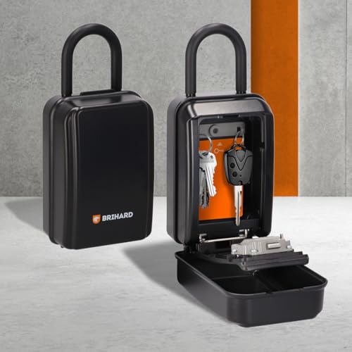 Brihard Caja Seguridad Llaves All Season Shackle XL, Portátil con Grillete Extraíble, de Exterior con Cubierta Impermeable, con Cierre de Combinación para Llaves de Casa y Coche, Tarjetas de Acceso