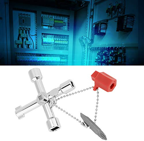 Zerodis Handy 10pcs de Llave de Llave Cruzada de Gabinete de Control Universal - Adecuado para Tren, Automóvil, Ascensor - Triángulo, Cuadrado, Agujeros de Llave de Círculo - Aleación de Zinc, Plata