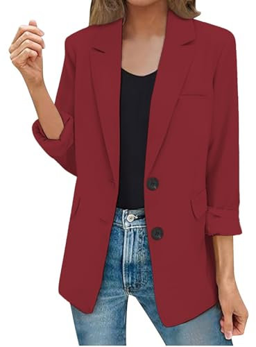 Damen Sakko Blazer Kurz, Blazerjacke Damen Elegant - Einfarbig Sommerjacke Große Größen Frühlingsjacke Urlaub Übergangsjacke Revers Freizeitjacke Mit Taschen Kurze Anzüge Bolero Arbeit Büro Jacken