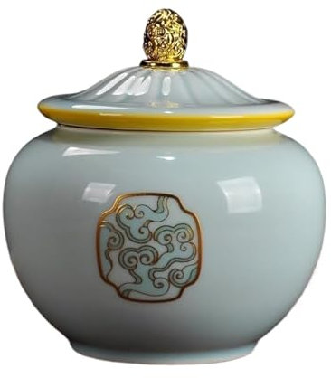 Caja de té, tarro de cerámica for almacenar té, lata de té con tapa, caja de té grande de cerámica, tanque sellado, caja de té, contenedor de té, organizador de té, latas de té, contenedores for almac