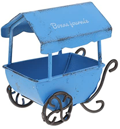 Operitacx Toy Stroller for Boys and Girls Retro Cart Trolley Model Tinplate Craft Ornaments for Garden Potting and Photography Props