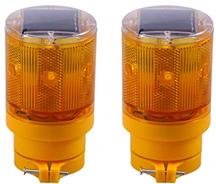 TOPBATHY 2pezzi Luce Stroboscopica Solare Led Arancione Per Segnalazione Di Emergenza Luci Di Avvertimento Lampeggianti Per Esterni Lavoro Stradale e Veicoli