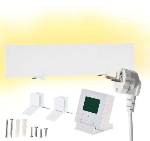 Dalsys Riscaldatore antimuffa 60W 12 x 60 x 1,3cm, antimuffa per parete e bagno, riscaldamento a infrarossi contro la muffa con timer intelligente, certificato IP44