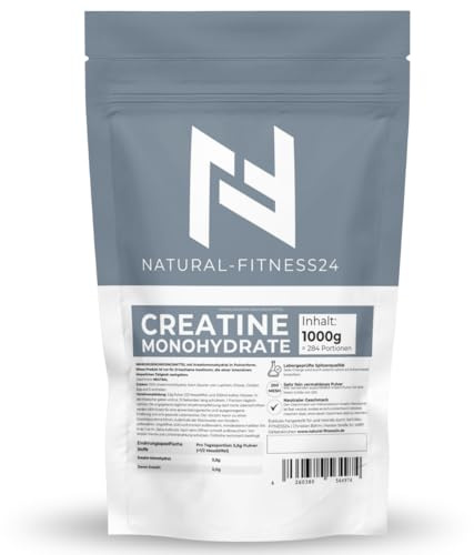 Creatin Monohydrat Pulver 1Kg (1000g) Neutral | 200 Mesh | Ultra-fein & laborgeprüft | Vegan | Ohne Zusätze | Mikronisiertes Pulver - Natural-Fitness24