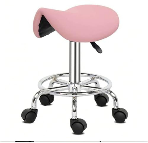 UALXPAO Rollhocker Rollhocker Fußsattelhocker Kosmetikladentechniker Drehlift Dentalmaniküre Drehstuhl(Pink)