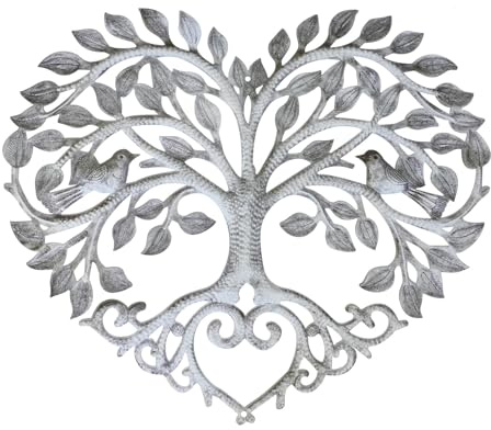 Levemolo Adorno de Pared de Metal Árbol Vida en Forma de Corazón 30x25 Cm Escultura de Hierro para Decoración de Jardín Sala y Patio Decoración Metálica Artística Hogar