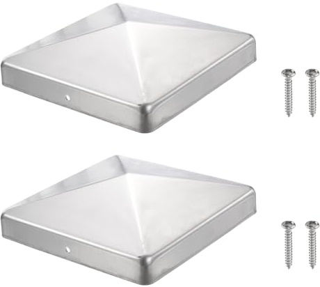 sourcing map 151mm /6inch Fence Post Caps, 2Pcs Aluminium Pyramid Post Cap | Cover Pressure with Screws for Wood/Metal Fence Posts, Mailbox Pyramid Cover, Outdoor, Garden, Decks, Silver