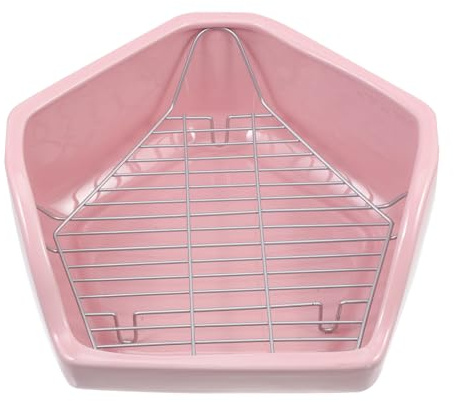 Adorainbow Große Pentagonale Keramik Haustiertoilette für Kaninchen und Meerschweinchen mit Anti Funktion und Abnehmbaren Gittern für Einfache Reinigung