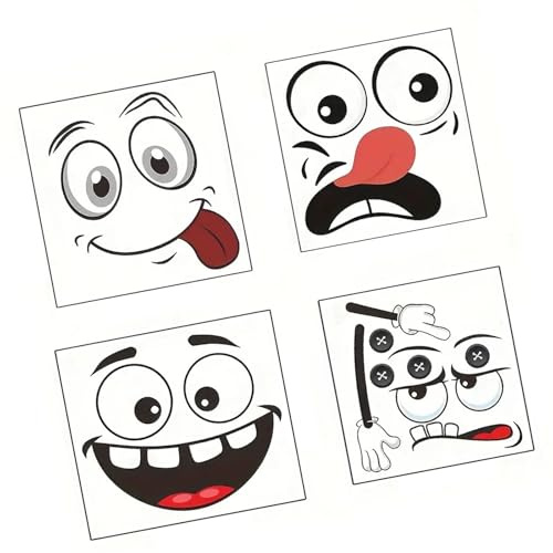 of 4 Cartoon Smiling Face Stickers PVC Decals for Gaming Console Devices Laptops Phones Easy Peelable Stick Design Funny Laptop Phone Decals