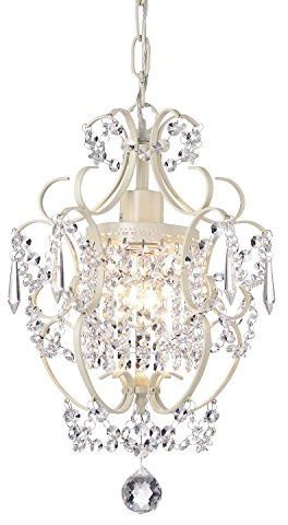 Edvivi Amorette Mini Chandelier Crystal Chandeliers, 1 Light Modern Elegant Glam Ceiling Light Fixture Ivory, Adjustable Hanging Lighting for Closet, Bedroom, Girls Room, Kitchen Island