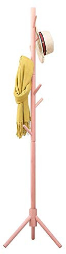 BAKAJI Porte-Manteau Design sur Pied en Bois de Bouleau avec 8 Crochets Pendants et Base trépied Dimensions 41 x 41 x 176 cm