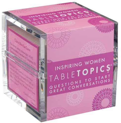 TableTopics Inspiring Women Question Card Game - 135 Conversation Starter Cards with Inspirational Quotes and Prompts for Discussions About Female Role Models, Perfect for Girls’ Nights