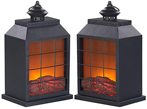 Carlo Milano Dekokamin: 2er-Set Elektro-Deko-Kamine, Flammen-Optik, USB- & Batterie-Betrieb (LED-Elektro-Kamin, LED ohne Heizfunktion)