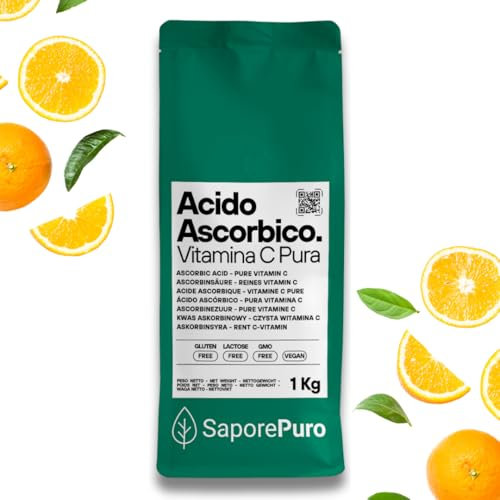 SaporePuro Askorbinsäure 1 kg - Vitamin C Pulver - Ascorbic Acid Powder
