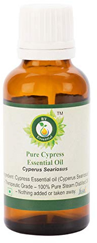 Olio essenziale cipresso | Cyperus Seariosus | Per massaggio | Per corpo | Per pelle | 100% puro | Distillato a vapore | Grade terapeutico | Cypress Essential Oil | 10ml | 0.338oz By R V Essential