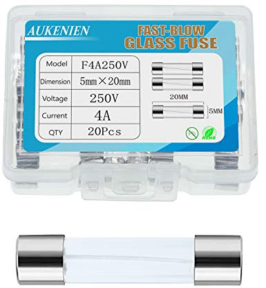 AUKENIEN 4A 4 Ampere 250V Glassicherung 5x20MM Sicherungen Glasrohrsicherung Feinsicherung Schnelle Schlag Glas Sicherung