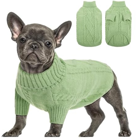 Queenmore Hundepullover Kleine Hunde Wärme Dackel Hundepulli XS | Strick Pullover Hund Strickmantel mit Zopfmuster Hundepullover Französische Bulldogge Chihuahua Katzen , Maschinenwaschbar