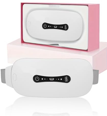 Elektrisches Menstruations-Heizkissen mit 3 Gängen, Verstellbarer Krampf-Heizgürtel, Taillenstütze, Heizgürtel Zur Schmerzlinderung während der Periode, Krämpfe, Bauch, Lendenwirbelsäule(WEISS)