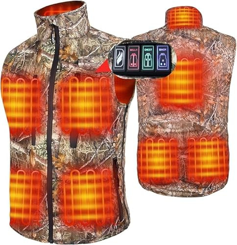 DUKUSEEK Heated Hunting Vest, Electric Heating Camo Gilet Size Adjustable Body Wramer for Hunting, Hiking, Fishing, Golf, Caping (Men & Women Use), Camouflage, S-3XL (XA0106XP)