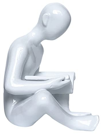 Hoement Dekorative Buchstütze Aus Kunstharz Moderne Figur Für Bücherregal Stilvolles Haushaltsornament Weiß Bücherregal Dekor Für Wohnzimmer Und Büro