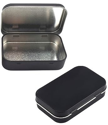 TAFACE 2 x Vorratsdosen, Aufbewahrungsbox mit Deckel, Mini Metallbox, praktische Weißblechbox, geeignet für Süßigkeiten, Schlüssel (Schwarz)