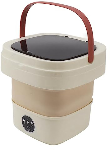 Haofy Mini Machine à Laver Pliable, Laveuse à Seau Portable Laveuse Automatique Pliable avec Essorage Doux (Café au Lait)